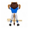 Blue Lion Mascot Costume with Custom Logo