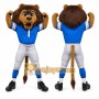 Blue Lion Mascot Costume with Custom Logo