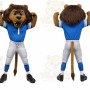 Blue Lion Mascot Costume with Custom Logo