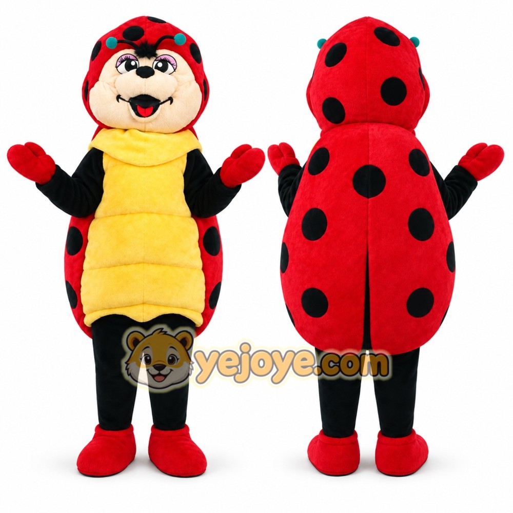 Red Ladybug Mascot Costume with Custom Logo Red Ladybug Mascot Costume with Custom Logo
