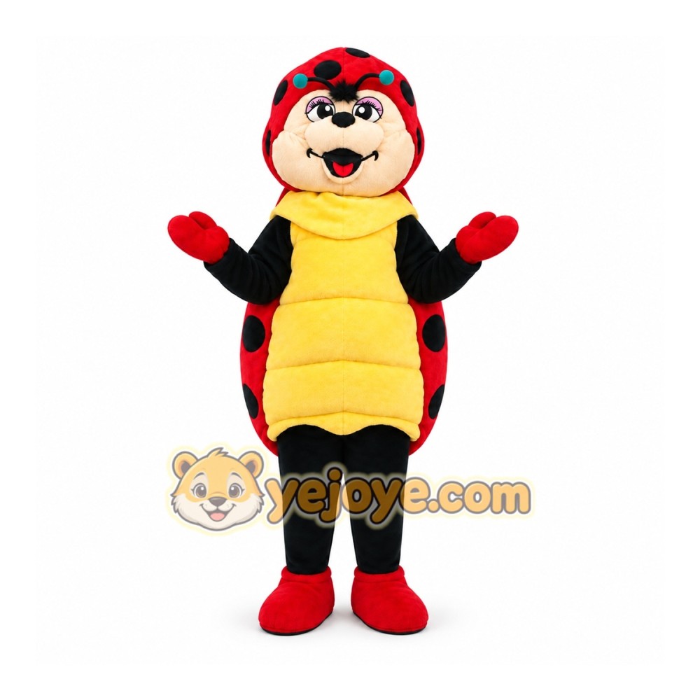 Red Ladybug Mascot Costume with Custom Logo Red Ladybug Mascot Costume with Custom Logo
