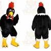 Black Chicken Mascot Costume with Custom Logo