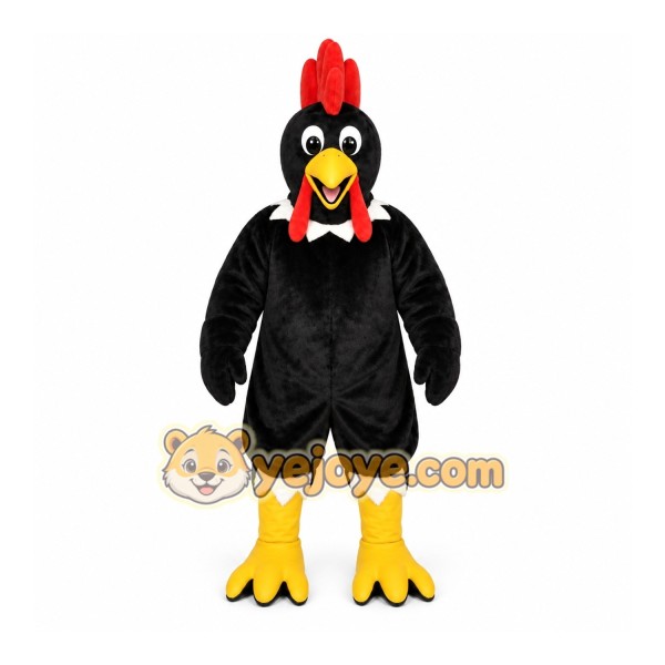 Black Chicken Mascot Costume with Custom Logo