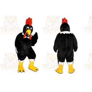 Black Chicken Mascot Costume with Custom Logo