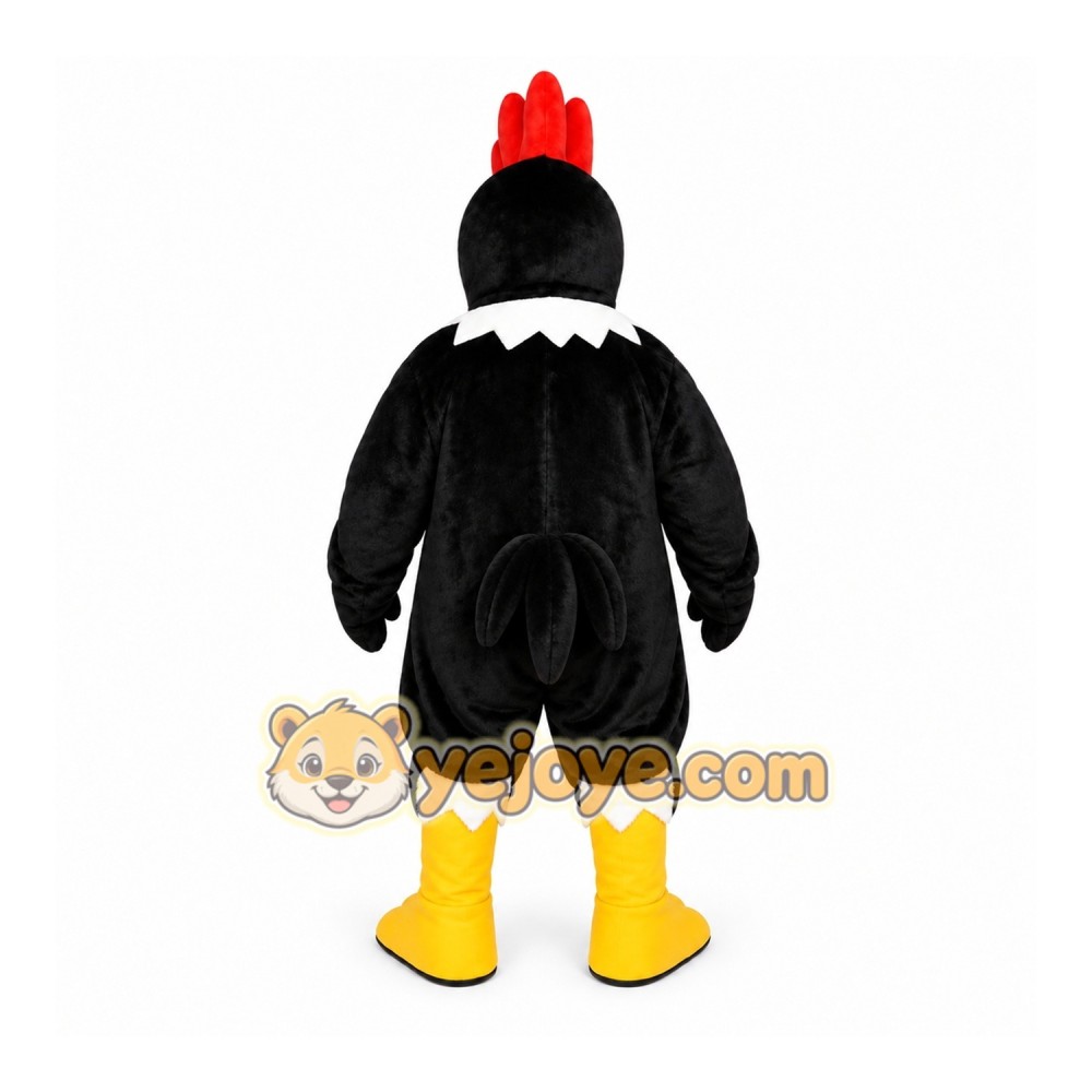 Black Chicken Mascot Costume with Custom Logo Black Chicken Mascot Costume with Custom Logo