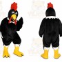 Black Chicken Mascot Costume with Custom Logo