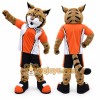 Orange Wildcat Mascot Costume with Custom Logo Orange Wildcat Mascot Costume with Custom Logo
