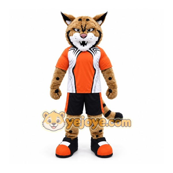 Orange Wildcat Mascot Costume with Custom Logo Orange Wildcat Mascot Costume with Custom Logo