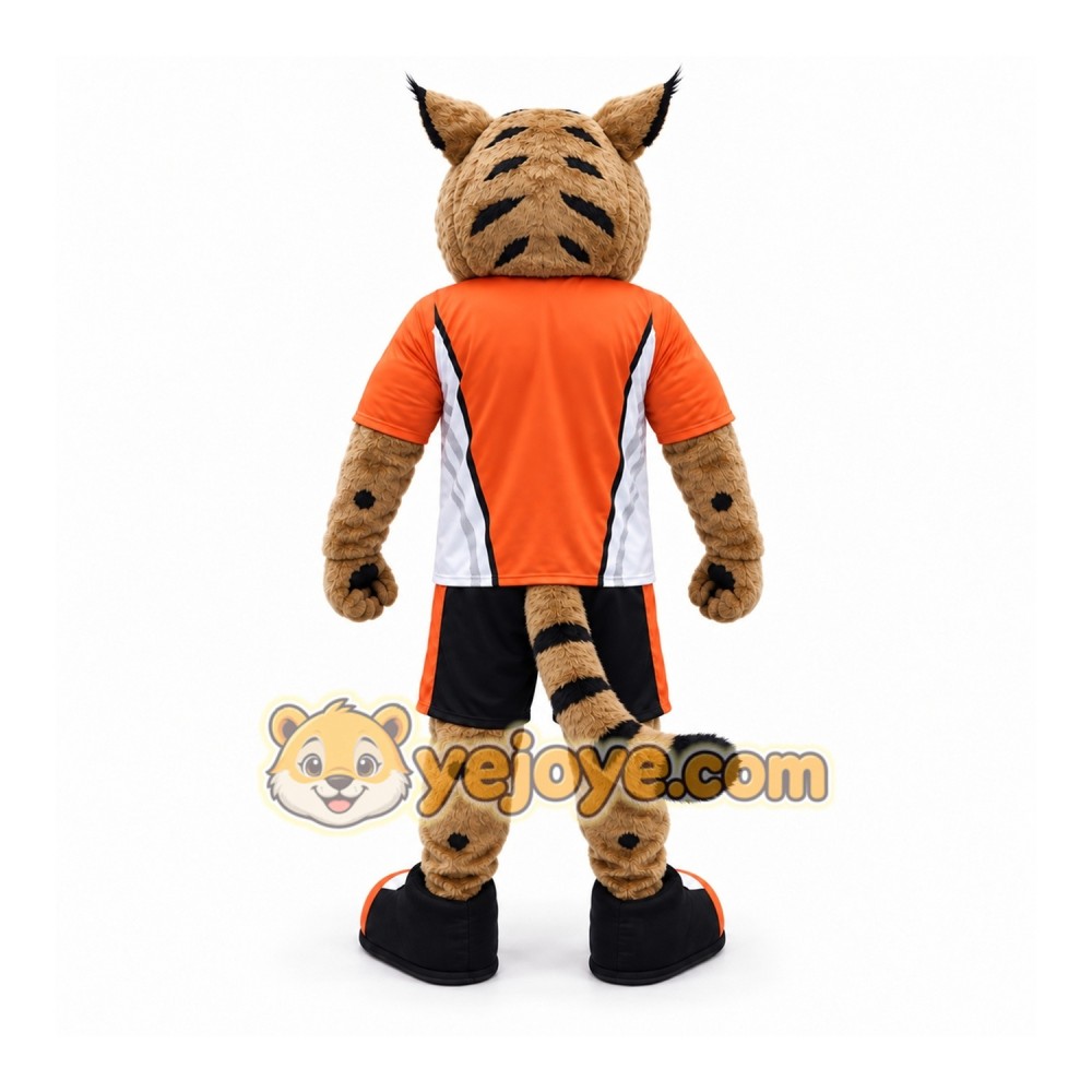 Orange Wildcat Mascot Costume with Custom Logo Orange Wildcat Mascot Costume with Custom Logo
