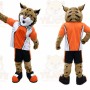 Orange Wildcat Mascot Costume with Custom Logo