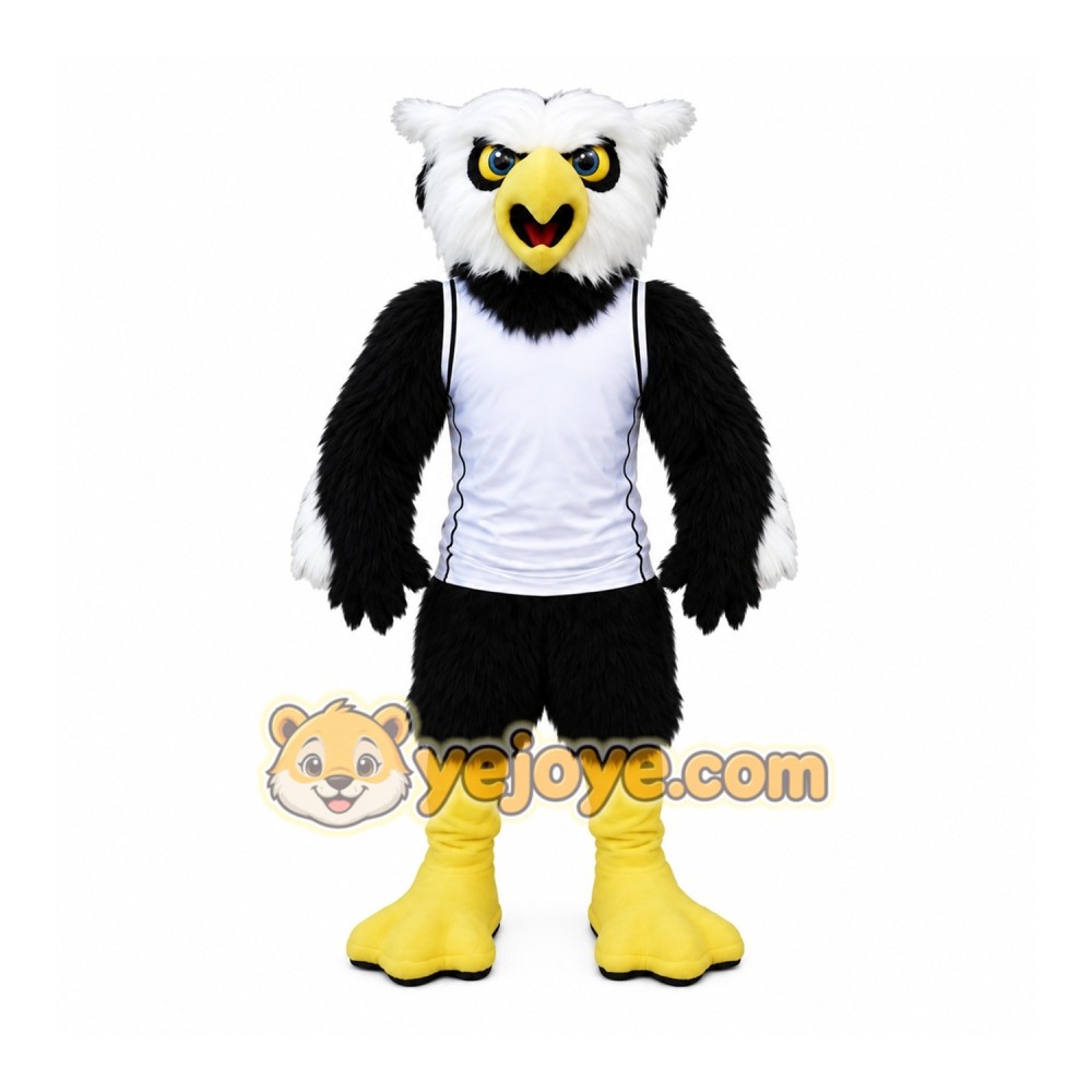 Black Eagle Mascot Costume with Custom Logo Black Eagle Mascot Costume with Custom Logo
