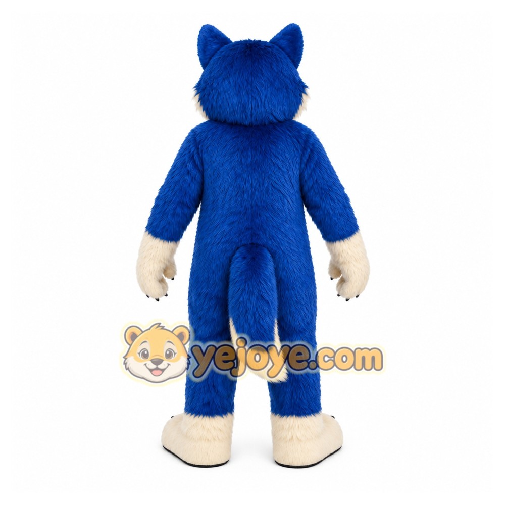 Blue Wolf Mascot Costume with Custom Logo Blue Wolf Mascot Costume with Custom Logo