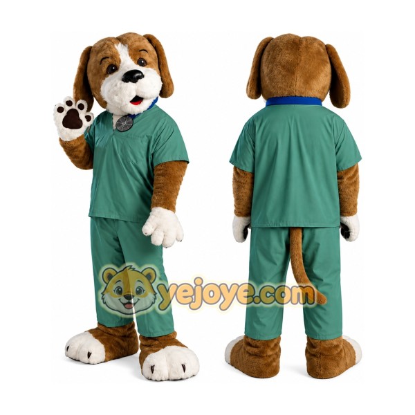Brown Dog Mascot Costume with Custom Logo