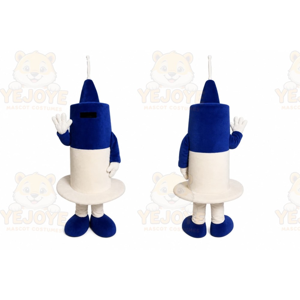 Blue Robot Mascot Costume with Custom Logo