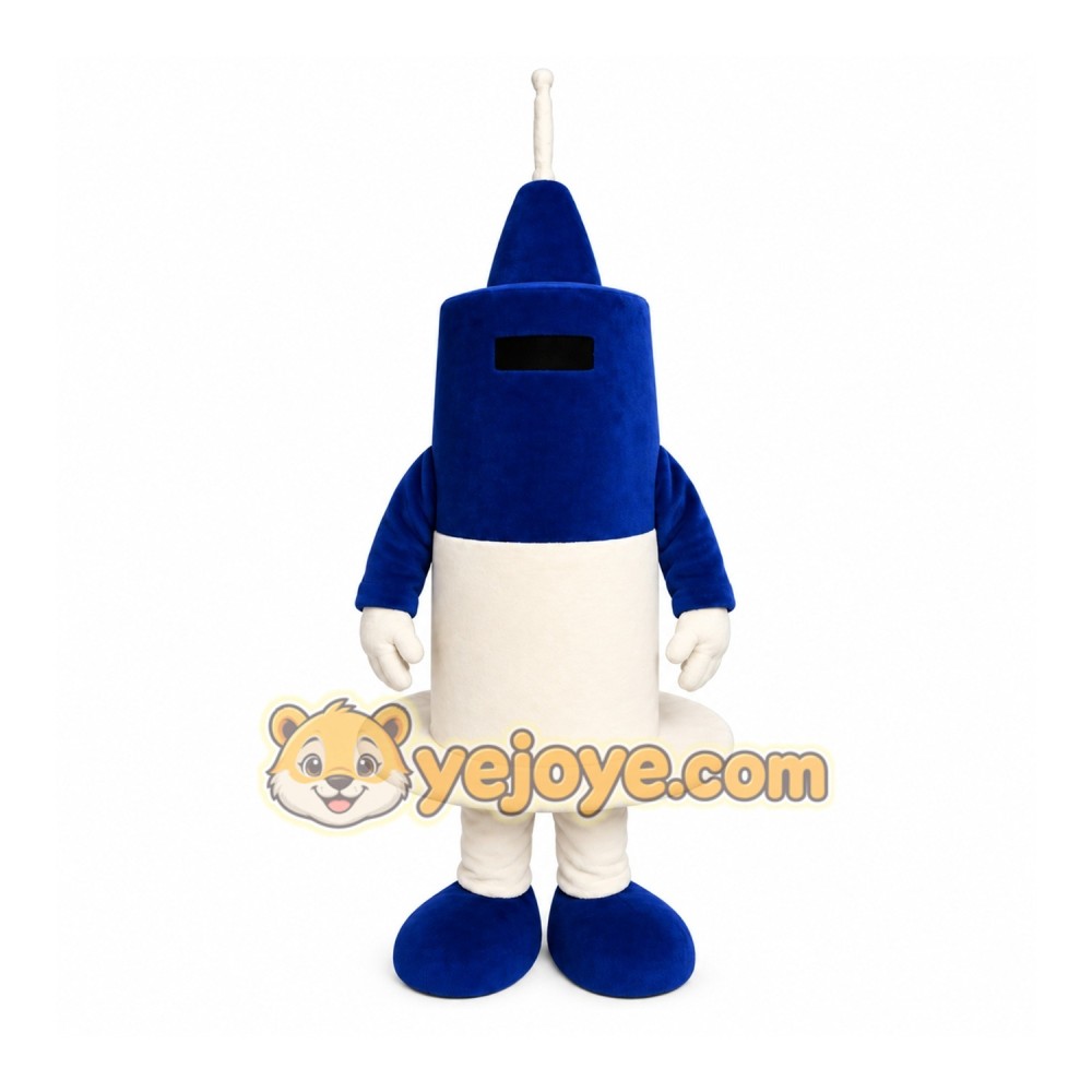 Blue Robot Mascot Costume with Custom Logo