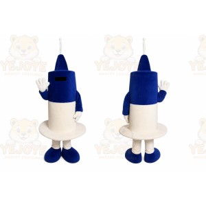 Blue Robot Mascot Costume with Custom Logo