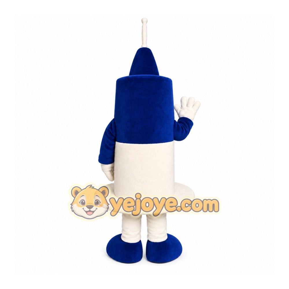Blue Robot Mascot Costume with Custom Logo