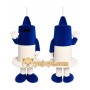 Blue Robot Mascot Costume with Custom Logo