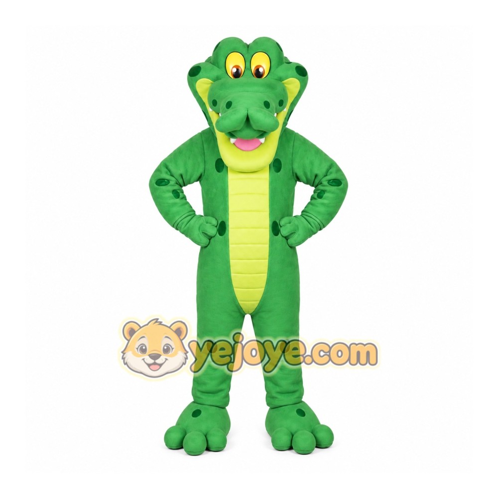 Green Alligator Mascot Costume with Custom Logo Green Alligator Mascot Costume with Custom Logo