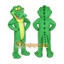 Green Alligator Mascot Costume with Custom Logo