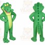 Green Alligator Mascot Costume with Custom Logo