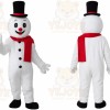 White Snowman Mascot Costume with Custom Logo