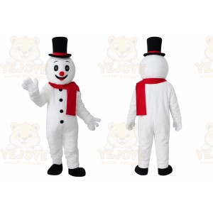 White Snowman Mascot Costume with Custom Logo