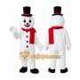 White Snowman Mascot Costume with Custom Logo