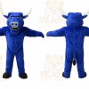 Blue Bull Mascot Costume with Custom Logo
