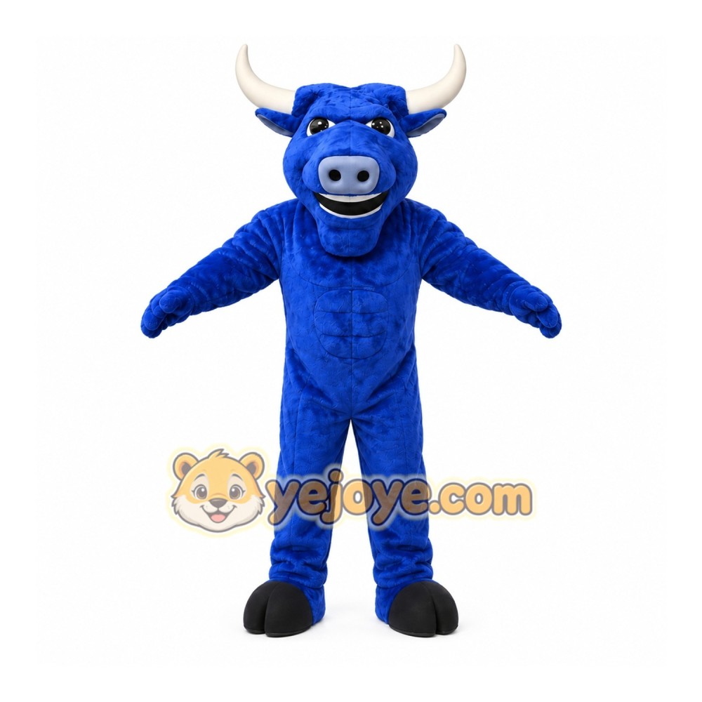 Blue Bull Mascot Costume with Custom Logo Blue Bull Mascot Costume with Custom Logo