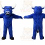 Blue Bull Mascot Costume with Custom Logo