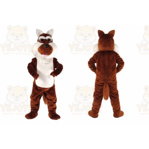 Brown Wolf Mascot Costume with Custom Logo