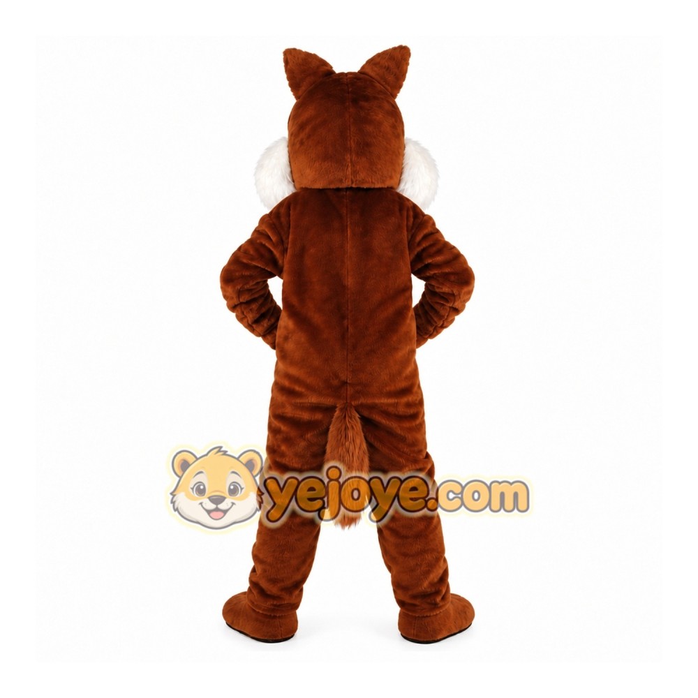 Brown Wolf Mascot Costume with Custom Logo