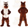 Brown Wolf Mascot Costume with Custom Logo