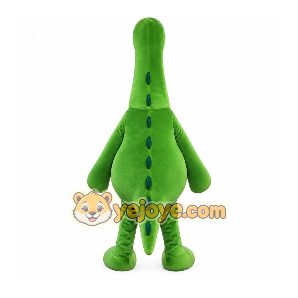 Green Dinosaur Mascot Costume with Custom Logo