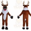 Brown Reindeer Mascot Costume with Custom Logo