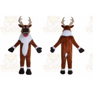 Brown Reindeer Mascot Costume with Custom Logo