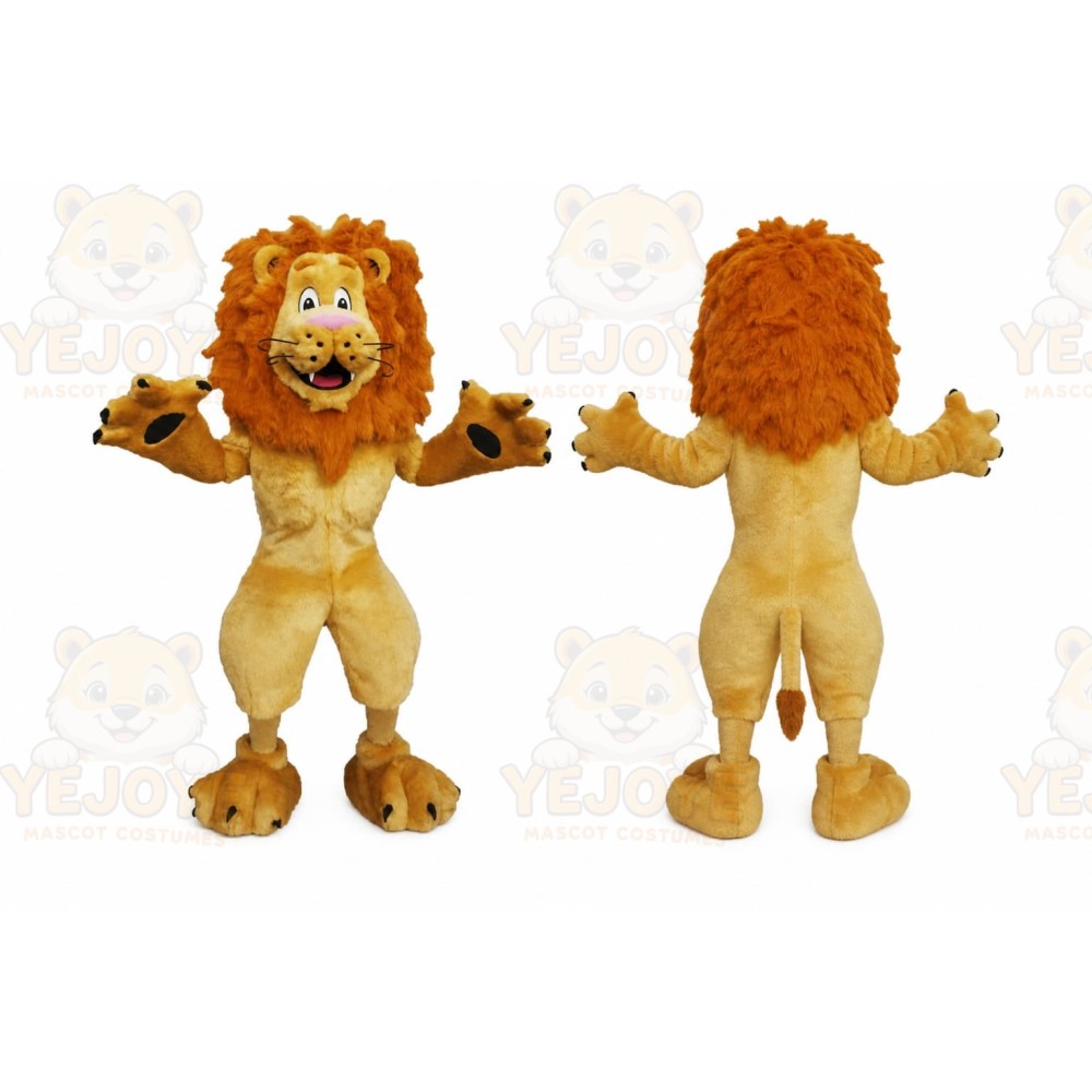 Orange Lion Mascot Costume with Custom Logo