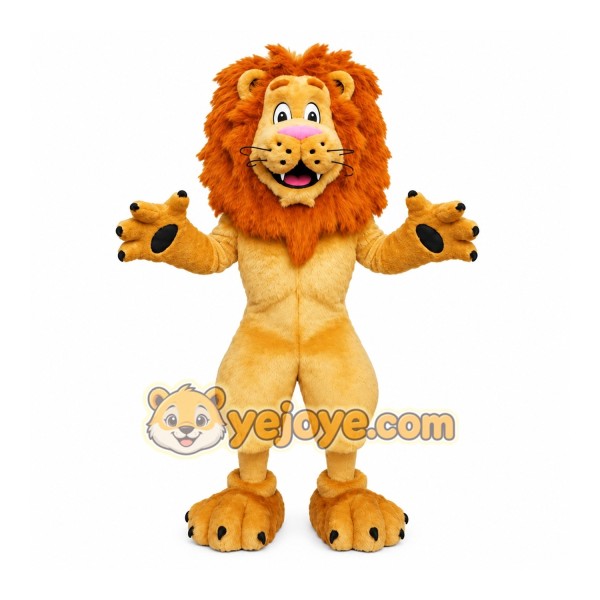 Orange Lion Mascot Costume with Custom Logo