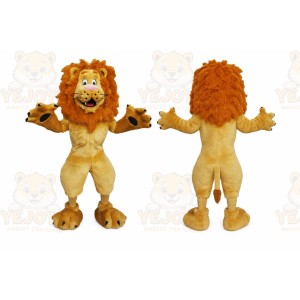 Orange Lion Mascot Costume with Custom Logo