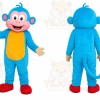 Blue Monkey Mascot Costume with Custom Logo