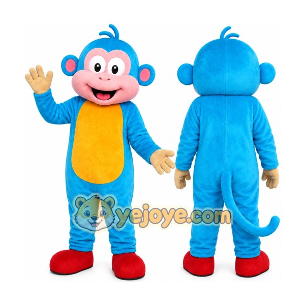 Blue Monkey Mascot Costume with Custom Logo