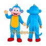 Blue Monkey Mascot Costume with Custom Logo