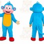 Blue Monkey Mascot Costume with Custom Logo