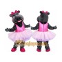 Black Hippo Mascot Costume with Custom Logo