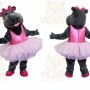 Black Hippo Mascot Costume with Custom Logo