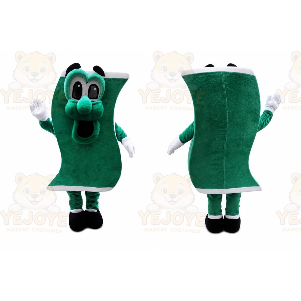 Green Money Bill Mascot Costume with Custom Logo