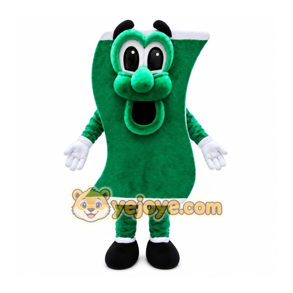 Green Money Bill Mascot Costume with Custom Logo