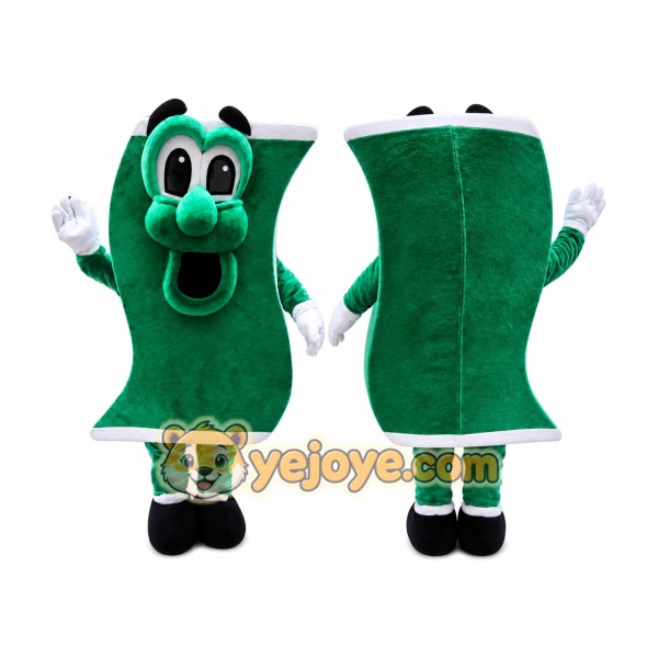 Green Money Bill Mascot Costume with Custom Logo