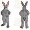 Gray Rabbit Mascot Costume with Custom Logo